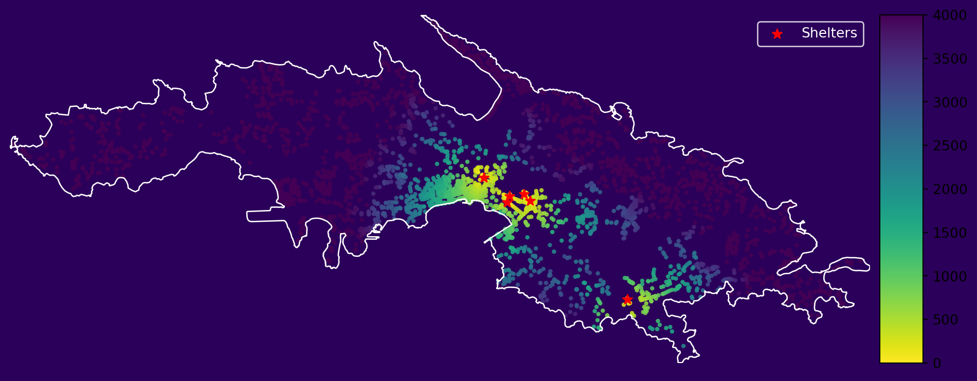 Figure 3: Distance to Nearest Shelter